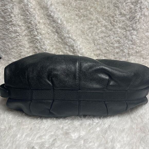 Elliott Lucca leather black medium shoulder bag braided strap gold tone accents - Picture 3 of 14